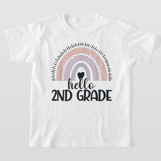 Camiseta Hello Second Grade Coquette Bow Teacher Girl (Postura )