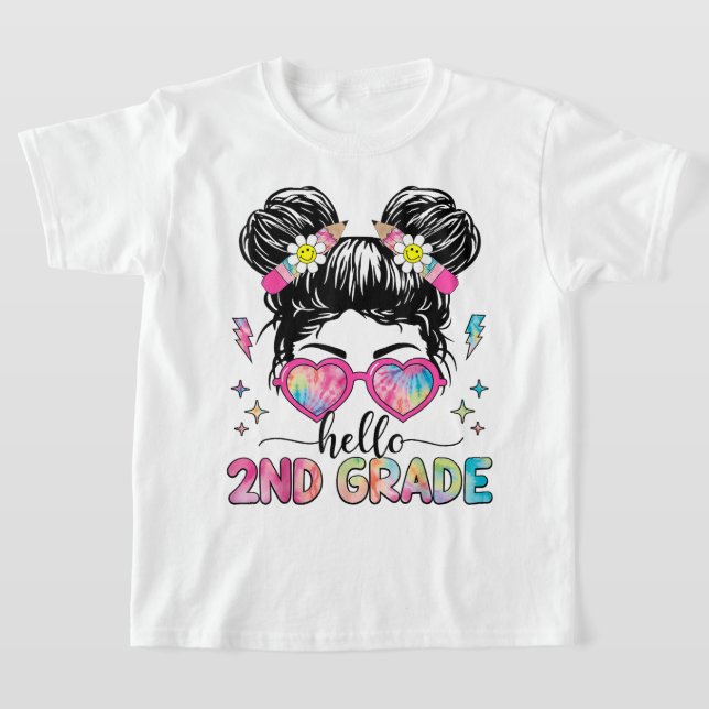Camiseta Hello Second Grade Coquette Bow Teacher Girl (Postura )