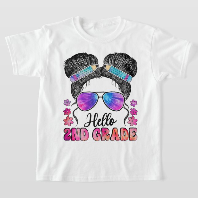 Camiseta Hello Second Grade Coquette Bow Teacher Girl (Postura )