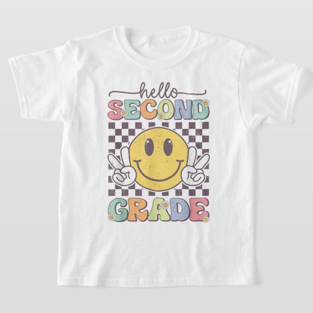 Camiseta Hello Second Grade Coquette Bow Teacher Girl (Postura )