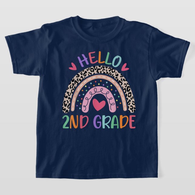 Camiseta Hello Second Grade Coquette Bow Teacher Girl (Postura )