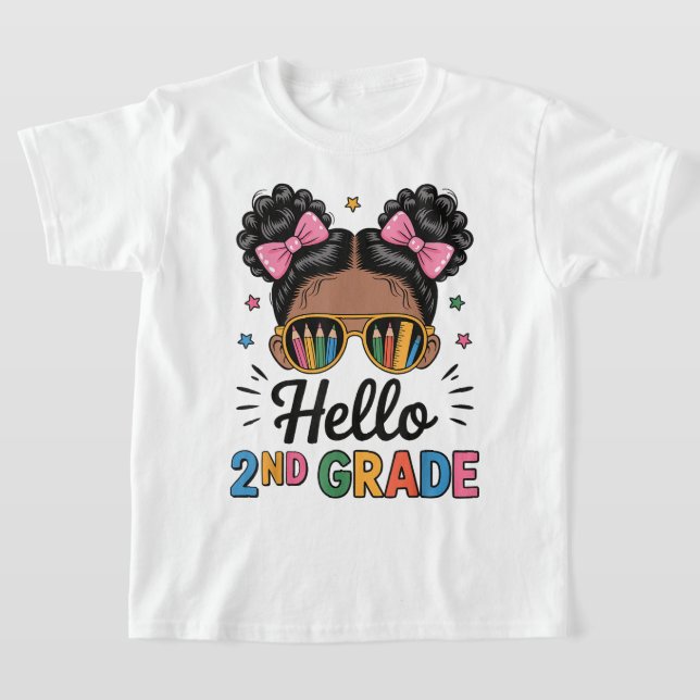 Camiseta Hello Second Grade Coquette Bow Teacher Girl (Postura )