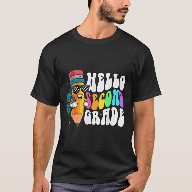 Camiseta Hello Second Grade Fun Pencil Back To School Team  (Frente)