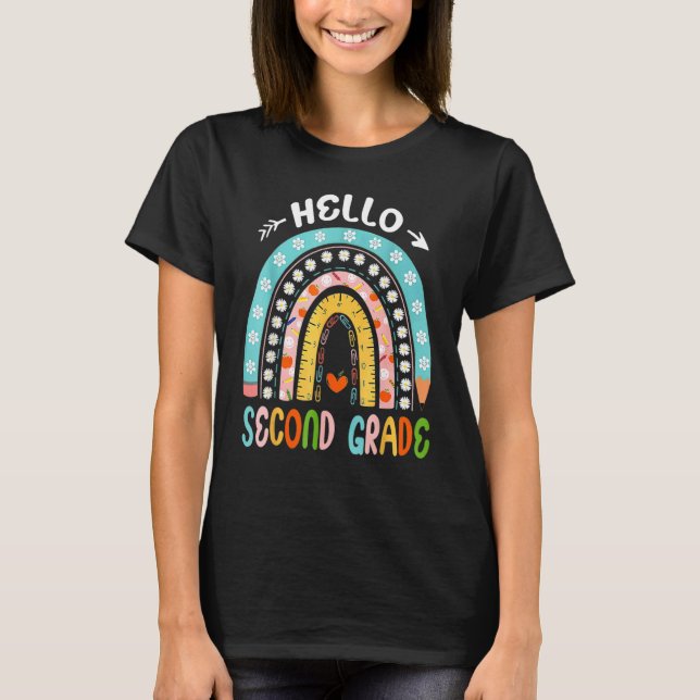 Camiseta Hello Second Grade Rainbow Teacher Team 2nd Grade  (Frente)