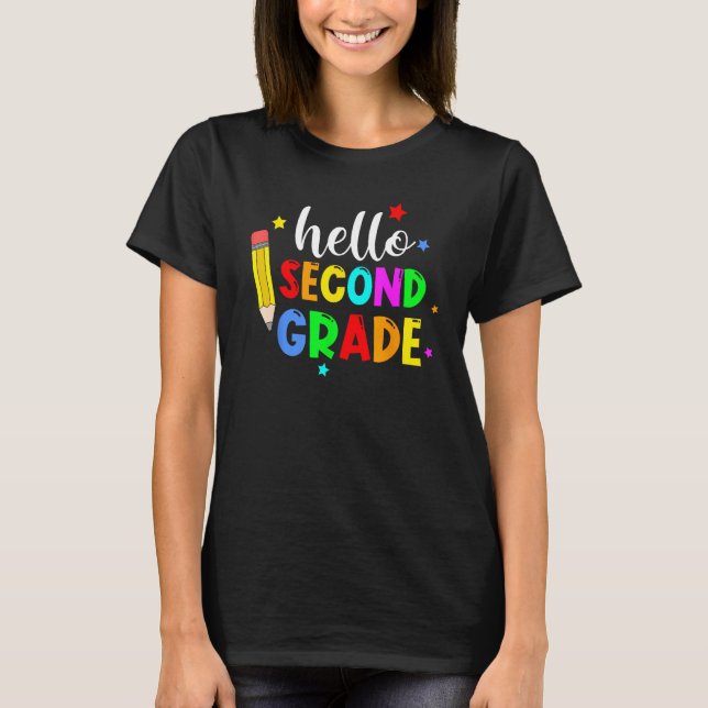Camiseta Hello Second Grade Welcome Back to School Teacher  (Frente)