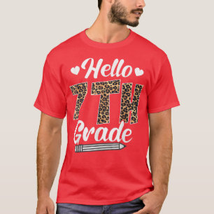 Camiseta Hello Seventh Grade Back To School Leopard Teacher