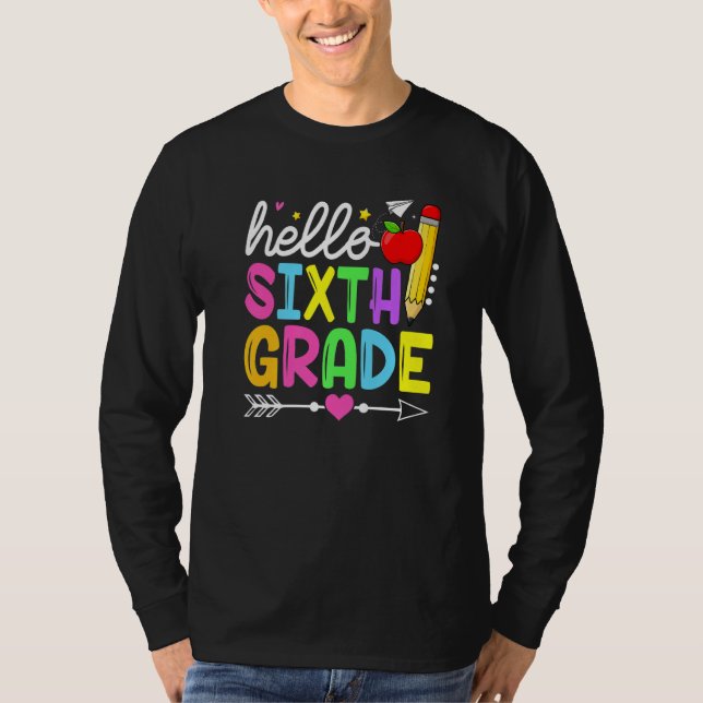 Camiseta Hello Sixth Grade Back To School First Day Kids Bo (Frente)