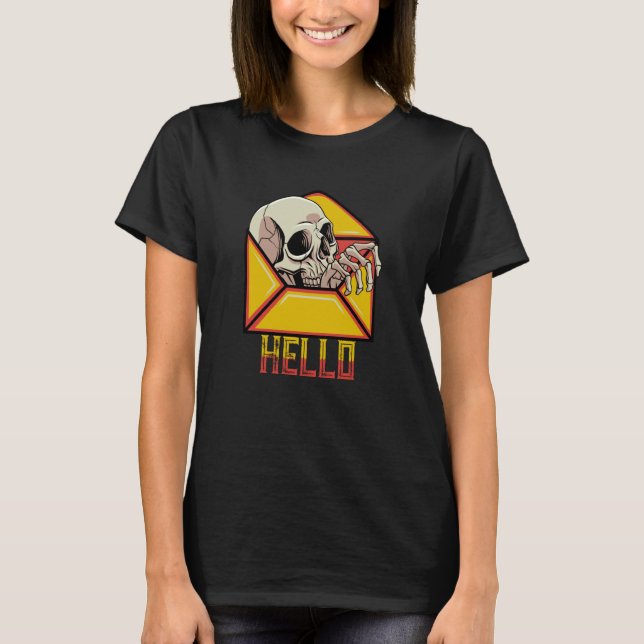 Camiseta Hello Skull Skeleton Mail Postal Service Postman M (Frente)