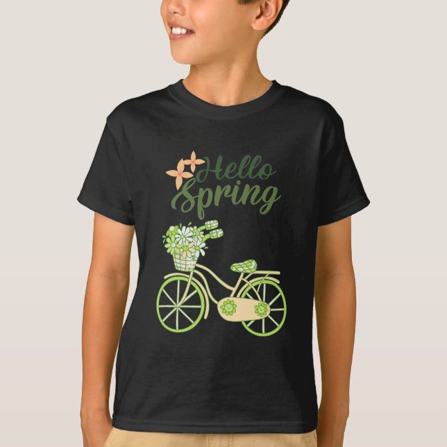 Camiseta Hello Spring Vintage Bicycle Illustration  (Frente)