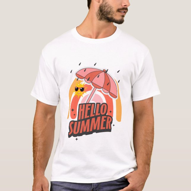 Camiseta Hello Summer – Bright & Fun Design (Frente)