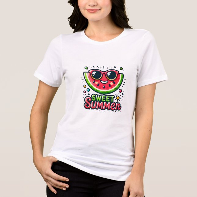 Camiseta Hello Summer - Chá de Verão de Kawaii para Mulhere (Frente)