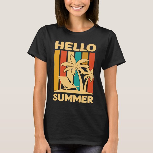 Camiseta Hello Summer Feeling Tropical Beach Summer Vacatio (Frente)
