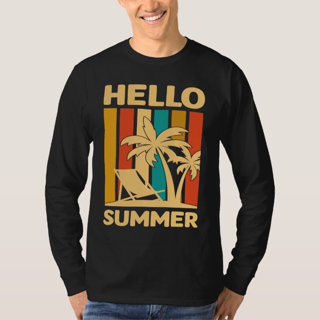 Camiseta Hello Summer Feeling Tropical Beach Summer Vacatio (Frente)