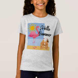 Camiseta Hello Summer Pink Flamingo Design - Belo Je para M