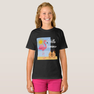 Camiseta Hello Summer Pink Flamingo Design - Toddler Fine J