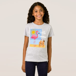 Camiseta Hello Summer Pink Flamingo Design - Toddler Fine J