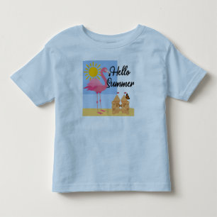 Camiseta Hello Summer Pink Flamingo Design - Toddler Fine J