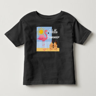 Camiseta Hello Summer Pink Flamingo Design - Toddler Fine J