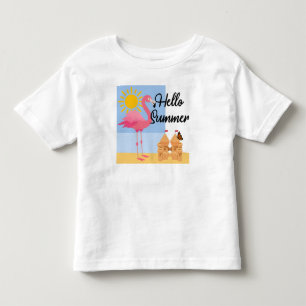 Camiseta Hello Summer Pink Flamingo Design - Toddler Fine J