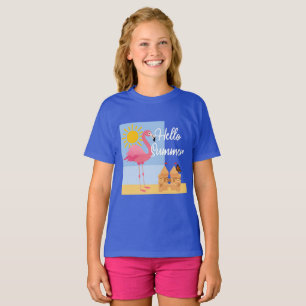Camiseta Hello Summer Pink Flamingo Design - Toddler Fine J