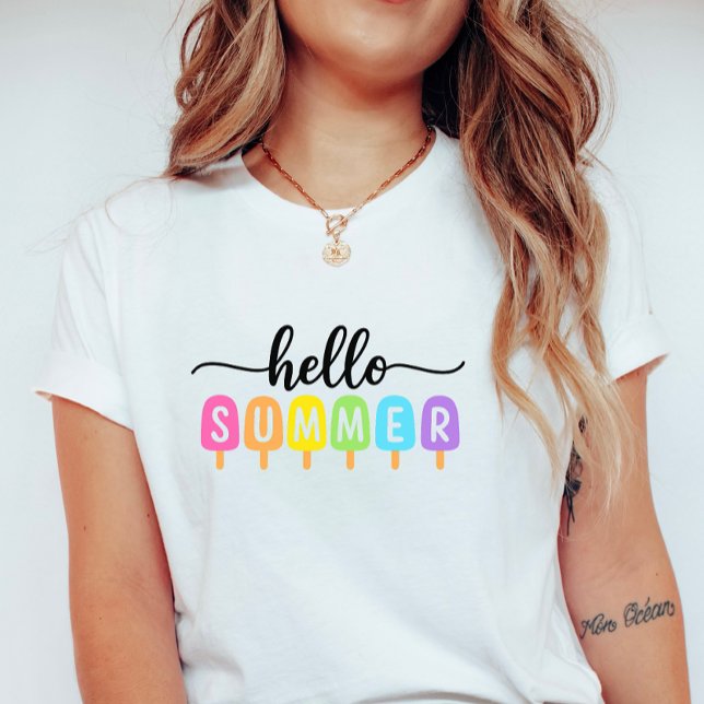Camiseta Hello Summer Popsicle; Colorful Seasonal Teens (Criador carregado)