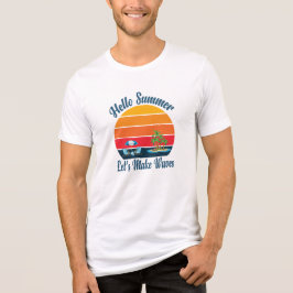 Camiseta Hello Summer Retro Beach Sunset - Vibes de Férias