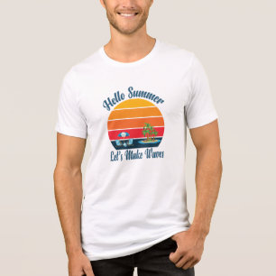 Camiseta Hello Summer Retro Beach Sunset - Vibes de Férias