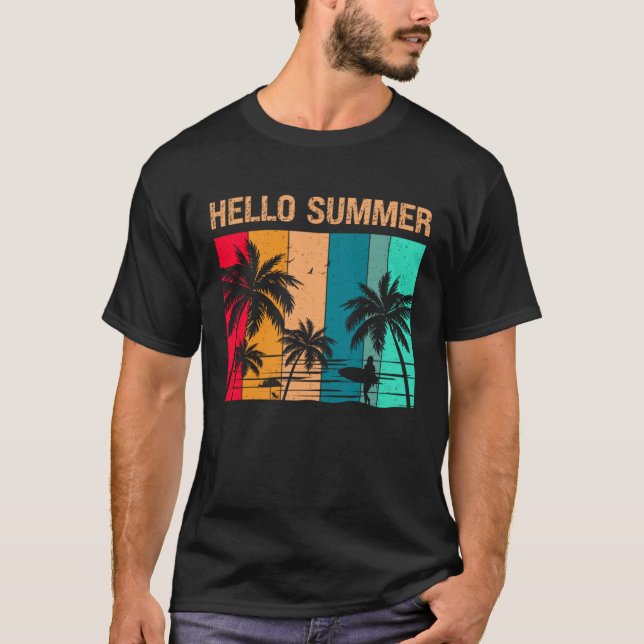 Camiseta Hello Summer  Sun Sea and Sand  Summer Surfing Vac (Frente)