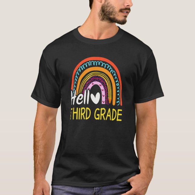 Camiseta Hello Third Grade Team 3rd Graderainbow Welcome Ba (Frente)