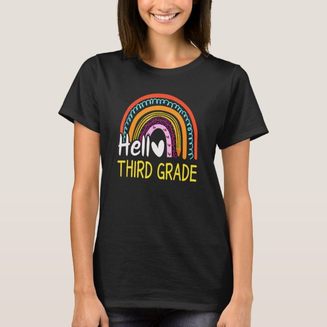 Camiseta Hello Third Grade Team 3rd Graderainbow Welcome Ba (Frente)