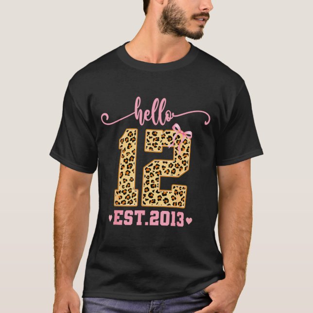 Camiseta Hello Twelve Est 2013 12th Birthday Coquette Bow L (Frente)