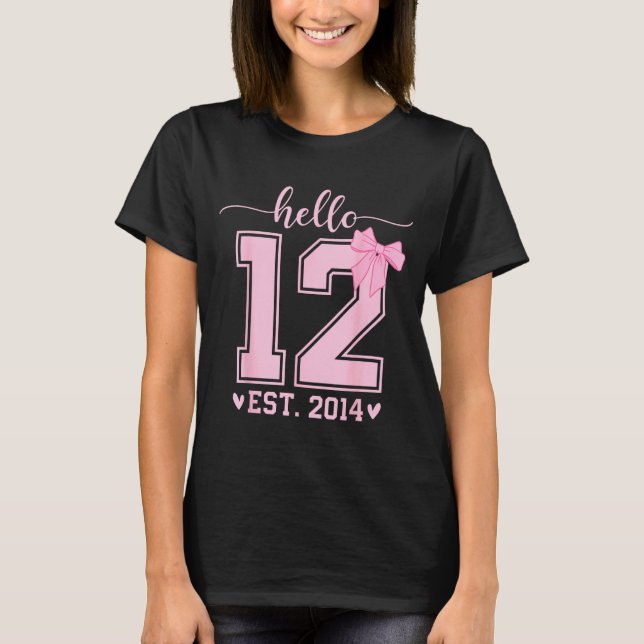 Camiseta Hello Twelve Est 2014 12th Birthday Coquette 12 Ye (Frente)