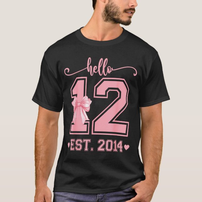 Camiseta Hello Twelve Est 2014 12th Birthday Coquette 12 Ye (Frente)