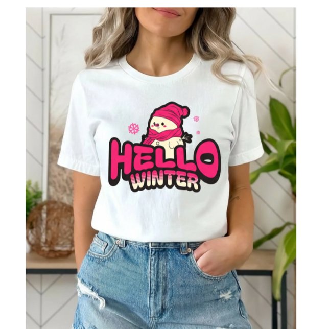 Camiseta Hello Winter Cute Snowman  (Criador carregado)