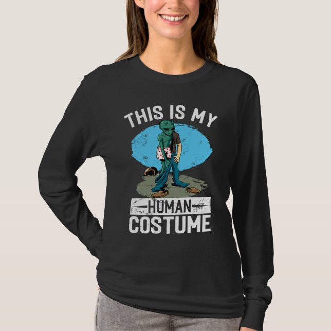 Camiseta Helloween Alien This Is My Human Costume (Frente)