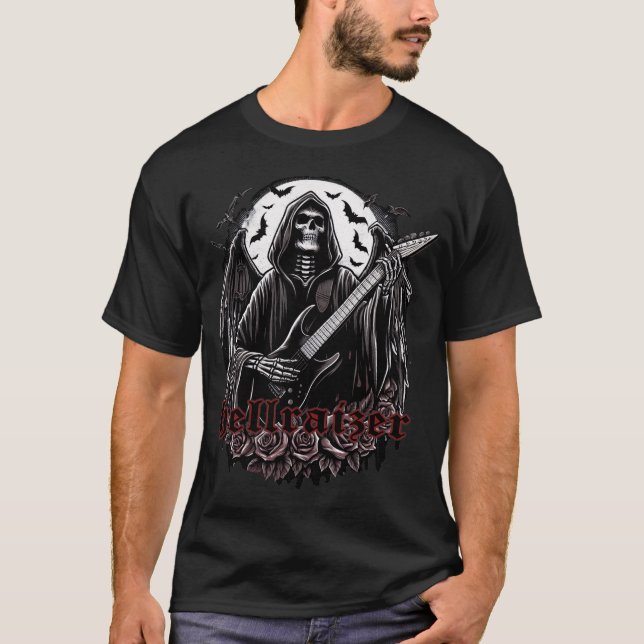 Camiseta HellRaizer Winged Reaper Tocando Violão com Morceg (Frente)