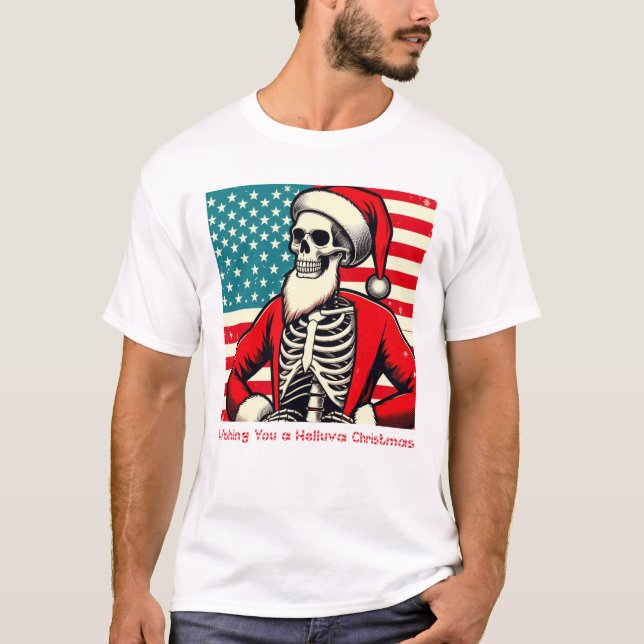 CAMISETA HELLUVA CHRISTMAS SKELETON (Frente)