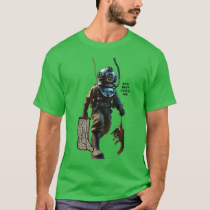 Camiseta Helmet Diver Capturando Lagosta Submarino