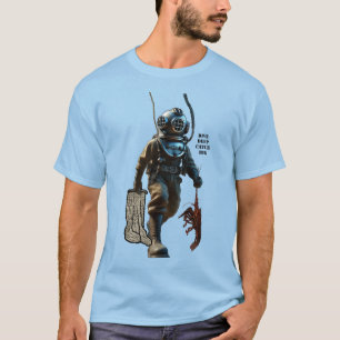 Camiseta Helmet Diver Capturando Lagosta Submarino