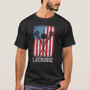 Camiseta Helmet Lacrosse American Flag Lax Stick 4th Of Ju