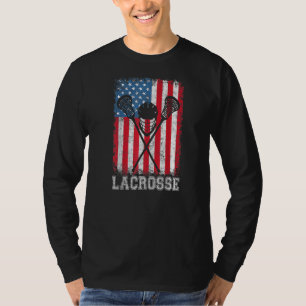 Camiseta Helmet Lacrosse American Flag Lax Stick 4th Of Ju