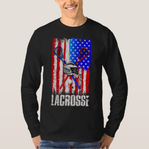 Camiseta Helmet Lacrosse American Flag Lax Stick 4th Of Ju