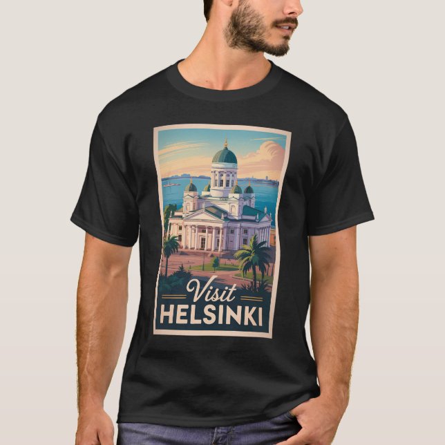 Camiseta Helsinki Finland Cathedral Travel Art Vintage (Frente)