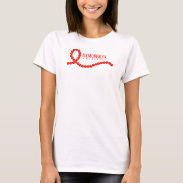 Camiseta Hemofilia Sensibilização Miçangas de Fita Vermelha