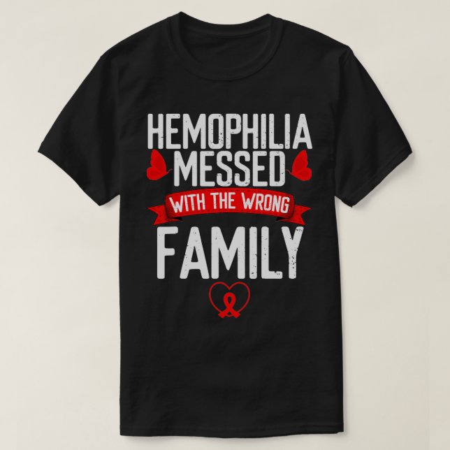 Camiseta Hemophilia Awareness Red Ribbon Messed with wrong  (Frente do Design)