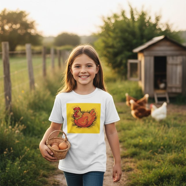 Camiseta Hen on Nest Bright Farmyard Chicken (Criador carregado)