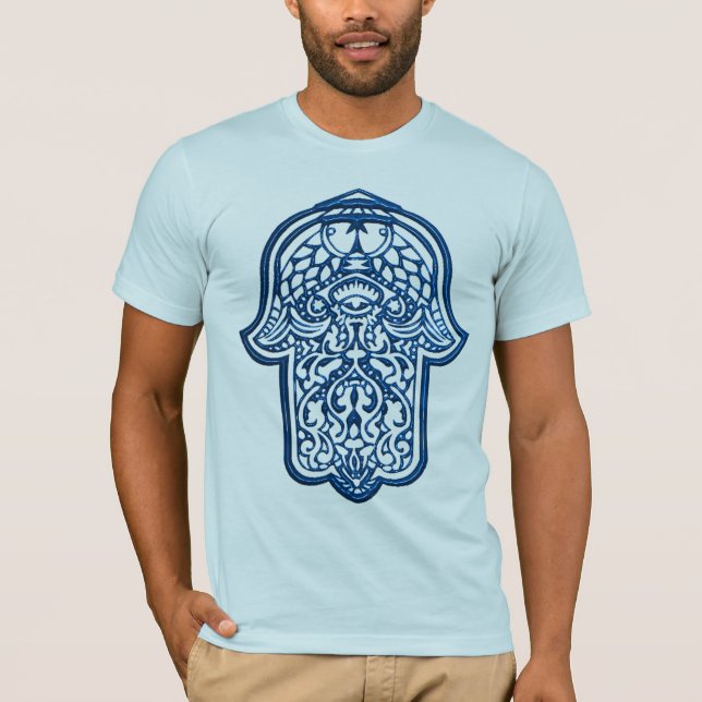 Camiseta Henna Hand of Hamsa (Azul) (Frente)