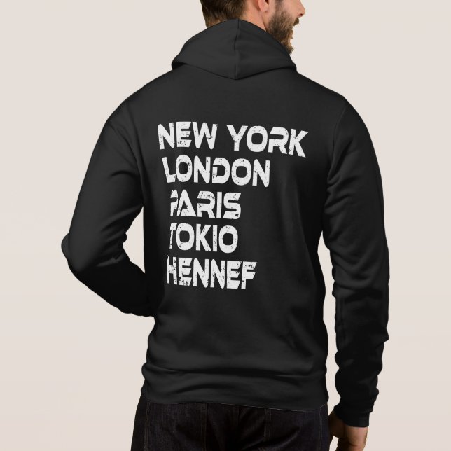 Camiseta Hennef New York London Tokio Paris Hoodie (Verso)