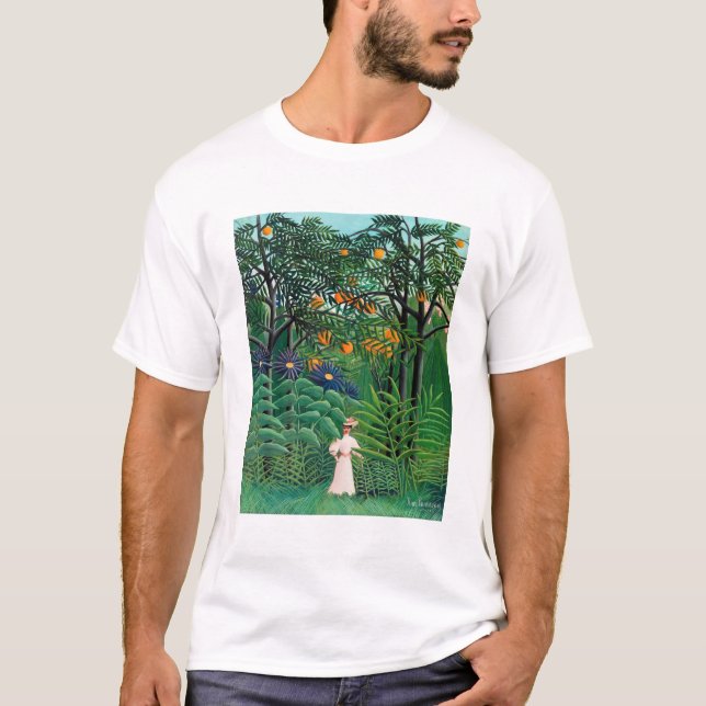 Camiseta Henri Rousseau - Mulher caminhando em uma Floresta (Frente)