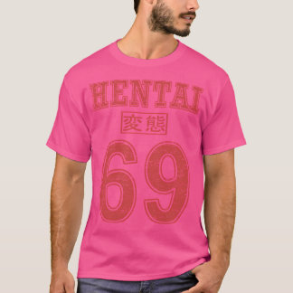 Camiseta Hentai 69 Anime Text Typografia Kawaii Funny Anim